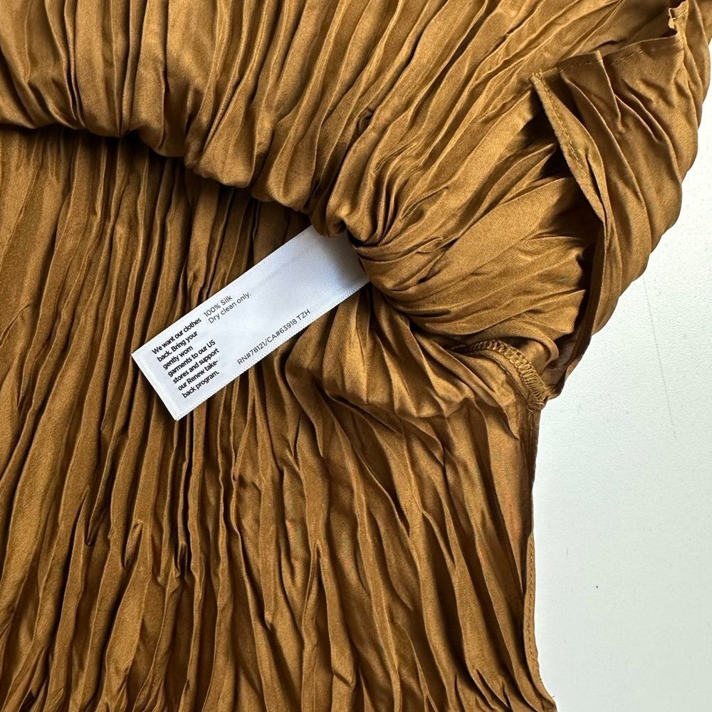Eileen Fisher The System Crinkle Crushed Silk Cami Bronze NWT Size Large - Picture 4 of 8